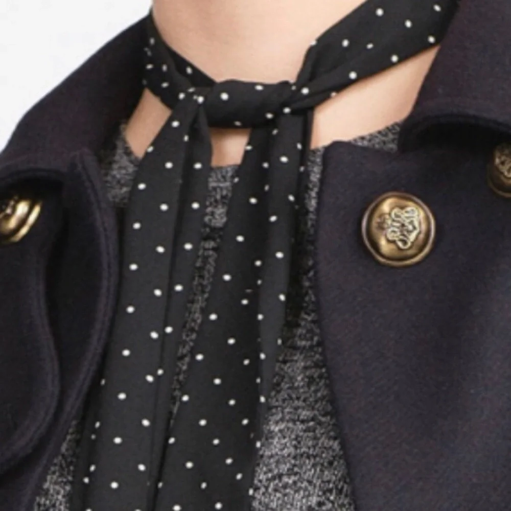 Zara Polka Dot Long Skinny Fringe Scarf
